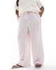 Vero Moda Curve Vero Moda Curve cotton wide leg pants in pale pink stripes - 2