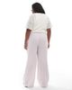Vero Moda Curve Vero Moda Curve cotton wide leg pants in pale pink stripes - 3
