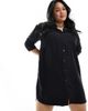 Vero Moda Curve Vero Moda Curve denim shirt dress in black - 3