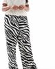 Vero Moda Curve Vero Moda Curve easy tie waist wide leg pants in zebra print-White - 1