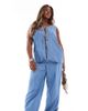 Vero Moda Curve Vero Moda Curve fluid wide leg pants in blue chambray - part of a set - 1
