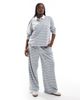 Vero Moda Curve Vero Moda Curve jersey polo top in gray stripe - part of a set - 3