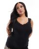 Vero Moda Curve Vero Moda Curve jersey tank top with lace trim in black - 1