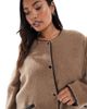 Vero Moda Curve Vero Moda Curve lightweight contrast teddy jacket in beige-Neutral - 2