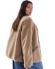 Vero Moda Curve Vero Moda Curve lightweight contrast teddy jacket in beige-Neutral - 3