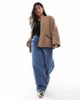 Vero Moda Curve Vero Moda Curve lightweight contrast teddy jacket in beige-Neutral - 4