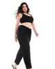 Vero Moda Curve Vero Moda Curve linen blend tapered pants in black - 1