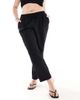 Vero Moda Curve Vero Moda Curve linen blend tapered pants in black - 3