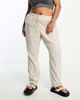 Vero Moda Curve Vero Moda Curve linen blend tapered pants in stone-Neutral - 2