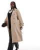 Vero Moda Curve Vero Moda Curve longline belted trench coat in laurel oak-Neutral - 1