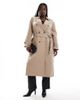 Vero Moda Curve Vero Moda Curve longline belted trench coat in laurel oak-Neutral - 4