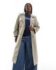 Vero Moda Curve Vero Moda Curve longline belted trench coat in stone-Neutral - 1