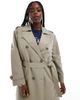 Vero Moda Curve Vero Moda Curve longline belted trench coat in stone-Neutral - 2