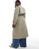 Vero Moda Curve Vero Moda Curve longline belted trench coat in stone-Neutral - 4