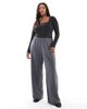 Vero Moda Curve Vero Moda Curve loose pull on pants in gray pinstripe - 2