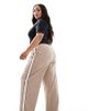 Vero Moda Curve Vero Moda Curve loose pull on pants with side stripe in fossil-Neutral - 1