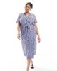 Vero Moda Curve Vero Moda Curve maxi buttondown shirt dress in blue floral print - 1