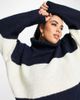 Vero Moda Curve Vero Moda Curve oversized roll neck sweater in navy and cream stripe - 1