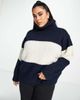 Vero Moda Curve Vero Moda Curve oversized roll neck sweater in navy and cream stripe - 3