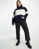 Vero Moda Curve Vero Moda Curve oversized roll neck sweater in navy and cream stripe - 4