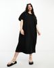 Vero Moda Curve Vero Moda Curve oversized t-shirt maxi dress in black - 4