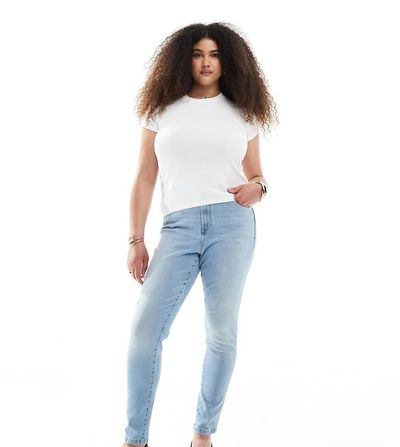Vero Moda Curve Vero Moda Curve Phia high rise skinny jeans in light blue wash