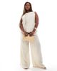 Vero Moda Curve Vero Moda Curve pleat front wide leg pants in cream - part of a set-White - 2