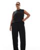Vero Moda Curve Vero Moda Curve plisse pants in black - part of a set - 1