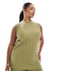 Vero Moda Curve Vero Moda Curve plisse sleeveless top in pistachio - part of a set-Green - 1