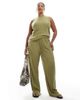 Vero Moda Curve Vero Moda Curve plisse sleeveless top in pistachio - part of a set-Green - 4