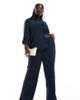 Vero Moda Curve Vero Moda Curve relaxed pants in navy pinstripe - part of a set - 1