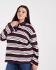Vero Moda Curve Vero Moda Curve rugby polo shirt in burgundy and soft blue striped print-Red - 1