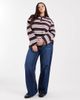 Vero Moda Curve Vero Moda Curve rugby polo shirt in burgundy and soft blue striped print-Red - 2