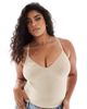 Vero Moda Curve Vero Moda Curve seamless strappy thong bodysuit in beige-Neutral - 1