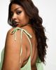 Vero Moda Curve Vero Moda Curve shirred strappy beach mini dress in sage green - 2