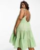 Vero Moda Curve Vero Moda Curve shirred strappy beach mini dress in sage green - 3