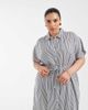 Vero Moda Curve Vero Moda Curve shirt midi dress with tie belt in navy and white stripes - 2