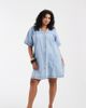 Vero Moda Curve Vero Moda Curve short sleeve button front denim mini dress in light blue wash - 1