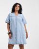 Vero Moda Curve Vero Moda Curve short sleeve button front denim mini dress in light blue wash - 2