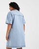 Vero Moda Curve Vero Moda Curve short sleeve button front denim mini dress in light blue wash - 4