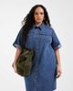 Vero Moda Curve Vero Moda Curve short sleeve button front denim mini dress in medium blue wash - 1
