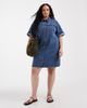 Vero Moda Curve Vero Moda Curve short sleeve button front denim mini dress in medium blue wash - 2
