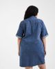 Vero Moda Curve Vero Moda Curve short sleeve button front denim mini dress in medium blue wash - 4