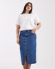 Vero Moda Curve Vero Moda Curve slit front denim midi skirt in medium blue wash - 1