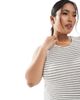 Vero Moda Curve Vero Moda Curve slubby maxi tank dress in oatmeal and white stripes-Neutral - 4