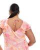 Vero Moda Curve Vero Moda Curve Smilla flutter sleeve ankle length dress in pink blurred floral print - 3