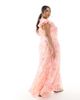 Vero Moda Curve Vero Moda Curve Smilla flutter sleeve ankle length dress in pink blurred floral print - 4