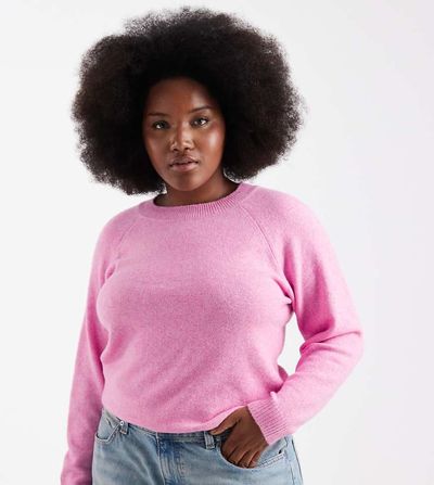 Vero Moda Curve Vero Moda Curve soft round neck knit sweater in pink