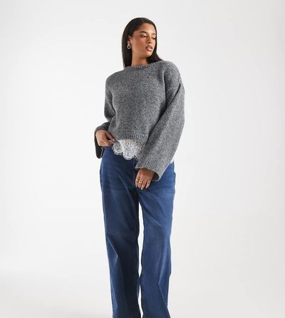 Vero Moda Curve Vero Moda Curve stretch straight leg jeans in dark blue wash-Navy