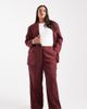 Vero Moda Curve Vero Moda Curve tailored herringbone wide leg pants in burgundy - part of a set - 1